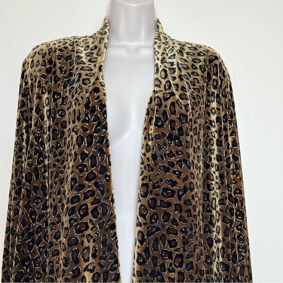 Vintage R&K Evening Leopard Metallic Velvet Velour Jacket Missy Size 12 Unlined - Picture 3 of 9
